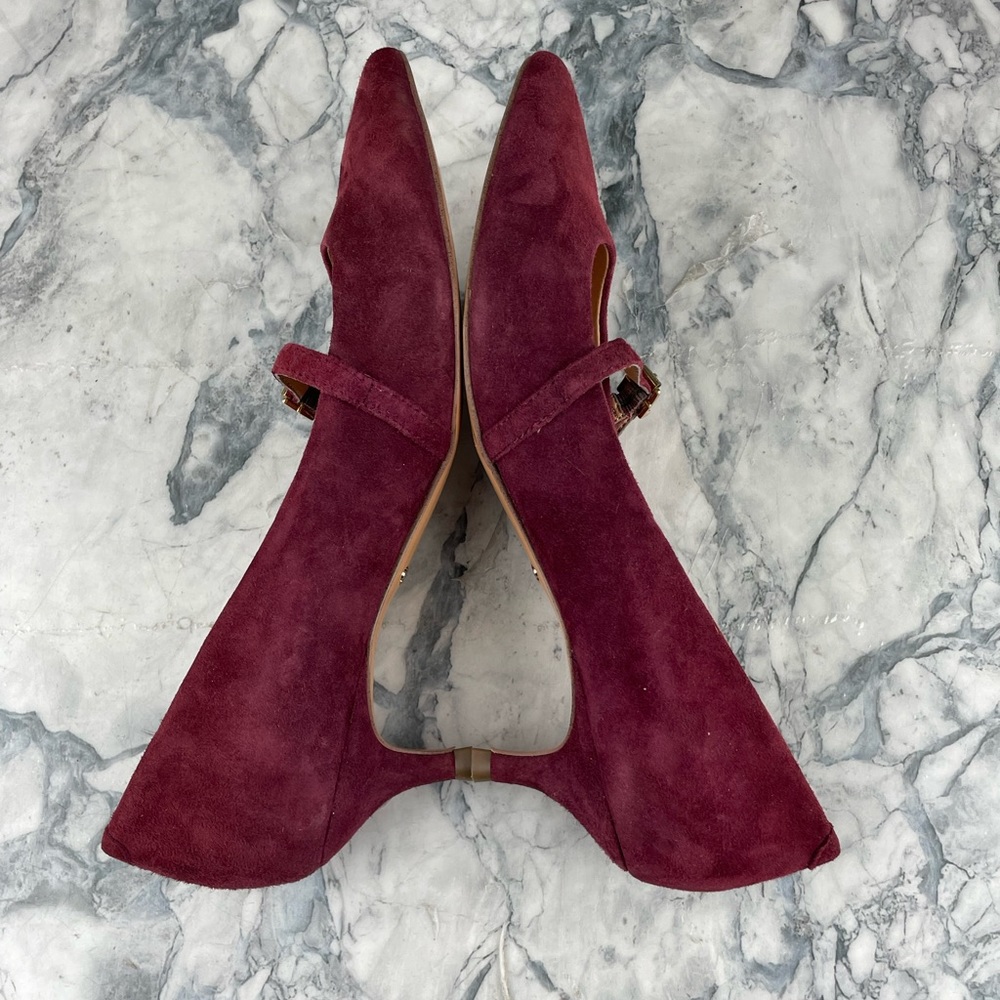 Vionic- Kit Minnie- Kitten Heel Suede Mary Jane Heels- Wine- Size 7.5 - Picture 11 of 13